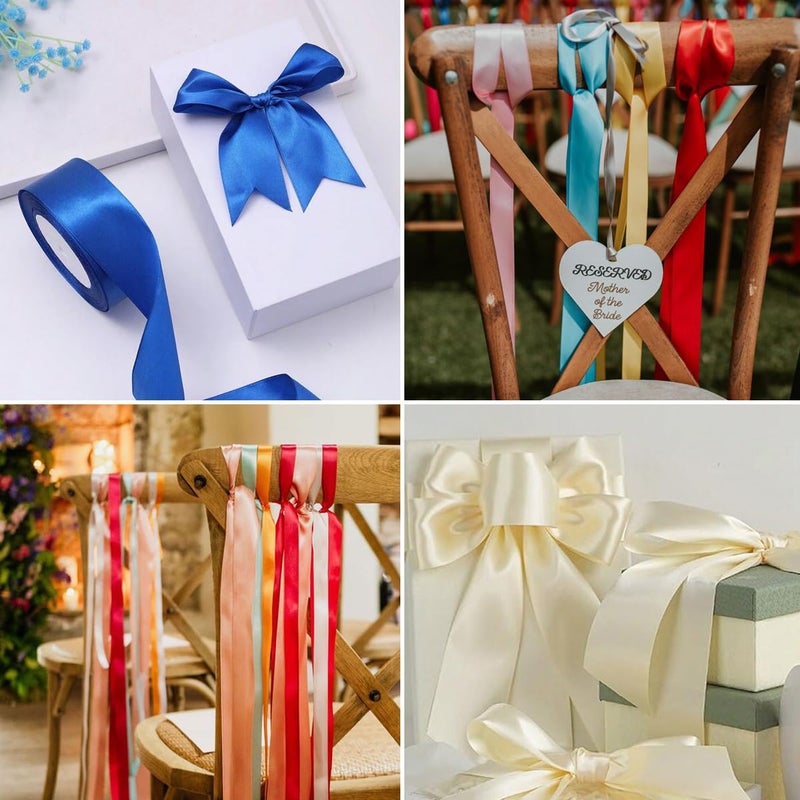HLOMVE Gold Ribbon 2 Inch x 25 Yards  Satin Fabric Ribbon for DIY Crafts  Gift Wrapping  Bows Making  Wreaths  Flower Bouquets  Chair Sash  Christmas Decorations  Baby Shower and Wedding Party Decorations - Image 4